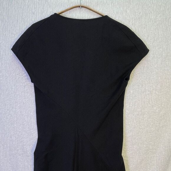 The Row Black Stretch-Crêpe V-Neck Cap Sleeve Midi Dress Medium - Picture 5 of 7